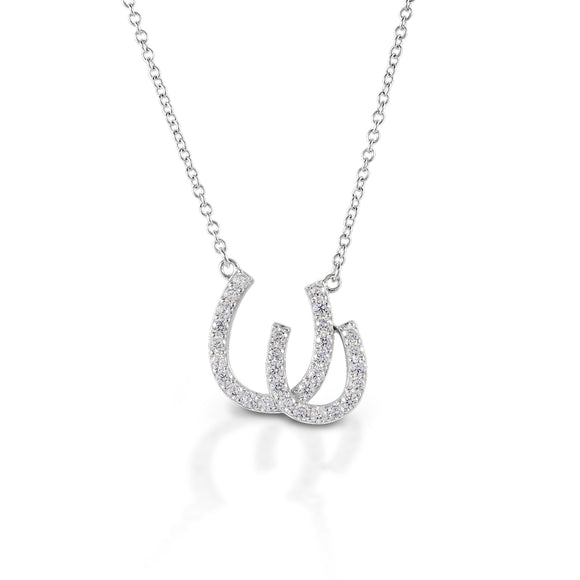 Kelly Herd Double Horseshoe Necklace - 14K White Gold