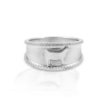 Kelly Herd Crystal Accent Steer Ring - Sterling Silver