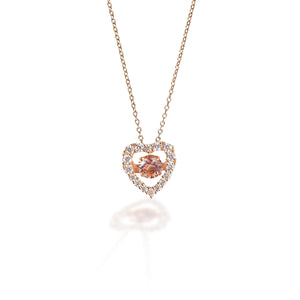 Kelly Herd Clear & Pink Heart Pendant - Rose Gold